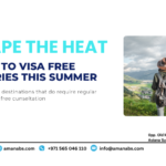 Traveler with passport and luggage exploring visa-free destinations for UAE residents.