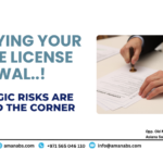 Business owner reviewing documents for Dubai trade license renewal with a PRO consultant.