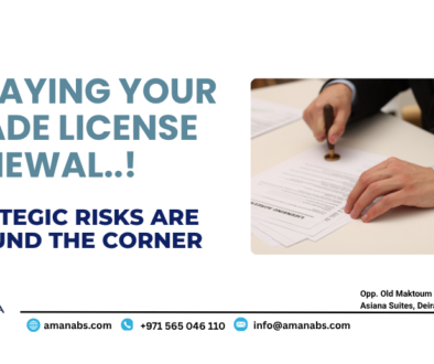 Business owner reviewing documents for Dubai trade license renewal with a PRO consultant.