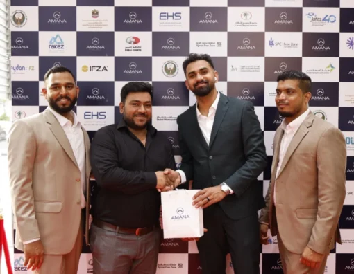 amana business services and PRO consultancy , deira Team members celebrating the Amana office inauguration in Dubai