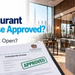 Dubai restaurant trade license documents being reviewed before opening.
